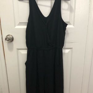 Bouclé-Knit Waist-Defined Black Jumpsuit